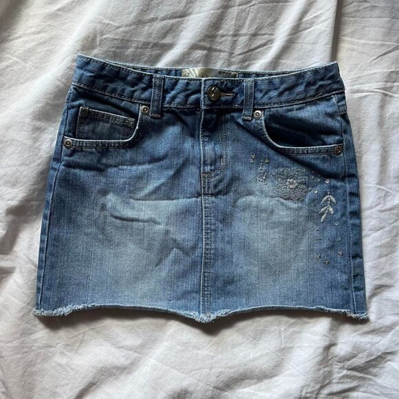 Vintage Embellished Mini Denim Skirt - Picture 1 of 7